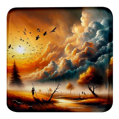 Nature Storm Painting Square Glass Fridge Magnet (4 pack) from ArtsNow.com Front