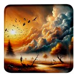 Nature Storm Painting Square Glass Fridge Magnet (4 pack)