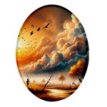 Nature Storm Painting Oval Glass Fridge Magnet (4 pack)