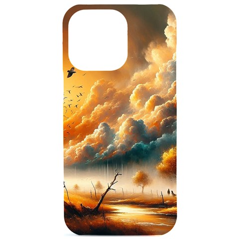 Nature Storm Painting iPhone 15 Pro Max Black UV Print PC Hardshell Case from ArtsNow.com Front