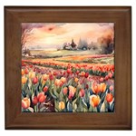 Tulips Field Tree Framed Tile