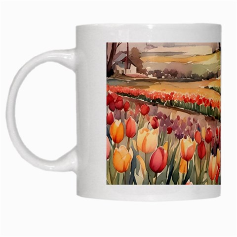 Tulips Field Tree White Mug from ArtsNow.com Left