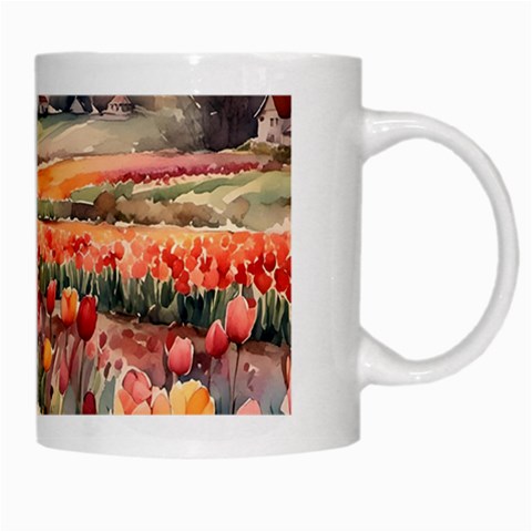 Tulips Field Tree White Mug from ArtsNow.com Right