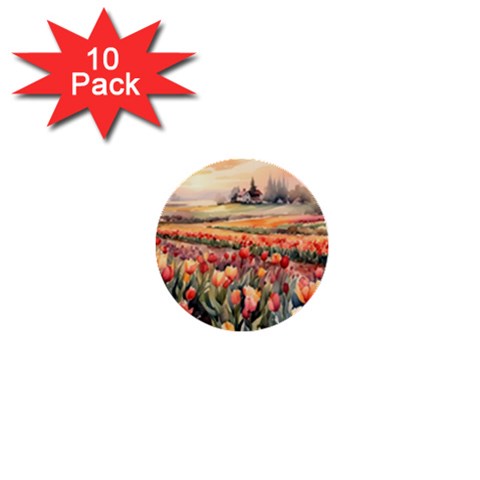 Tulips Field Tree 1  Mini Buttons (10 pack)  from ArtsNow.com Front