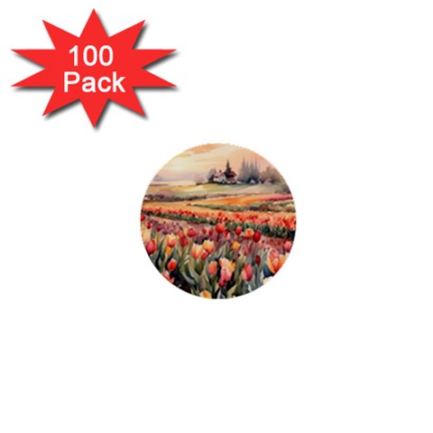 Tulips Field Tree 1  Mini Buttons (100 pack)  from ArtsNow.com Front