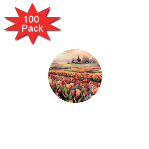 Tulips Field Tree 1  Mini Magnets (100 pack)  from ArtsNow.com Front