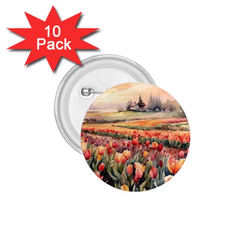 Tulips Field Tree 1.75  Buttons (10 pack) from ArtsNow.com Front