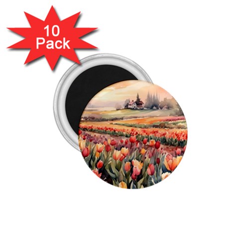 Tulips Field Tree 1.75  Magnets (10 pack)  from ArtsNow.com Front