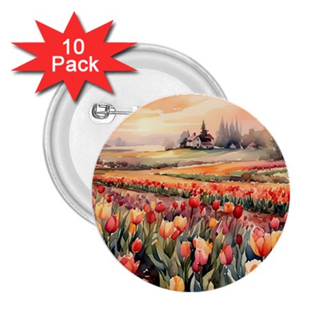 Tulips Field Tree 2.25  Buttons (10 pack)  from ArtsNow.com Front