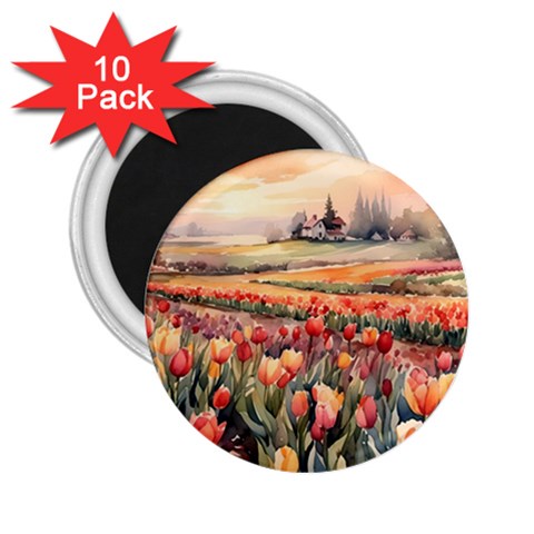Tulips Field Tree 2.25  Magnets (10 pack)  from ArtsNow.com Front