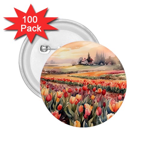 Tulips Field Tree 2.25  Buttons (100 pack)  from ArtsNow.com Front
