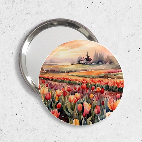 Tulips Field Tree 2.25  Handbag Mirrors from ArtsNow.com Front
