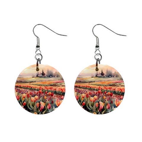 Tulips Field Tree Mini Button Earrings from ArtsNow.com Front