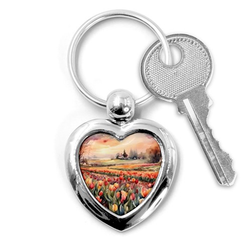 Tulips Field Tree Key Chain (Heart) from ArtsNow.com Front