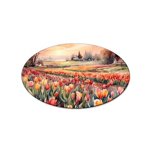 Tulips Field Tree Sticker (Oval) from ArtsNow.com Front