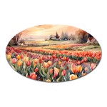 Tulips Field Tree Oval Magnet