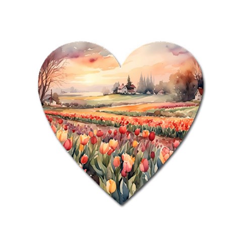 Tulips Field Tree Heart Magnet from ArtsNow.com Front