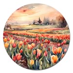 Tulips Field Tree Magnet 5  (Round)