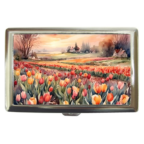 Tulips Field Tree Cigarette Money Case from ArtsNow.com Front