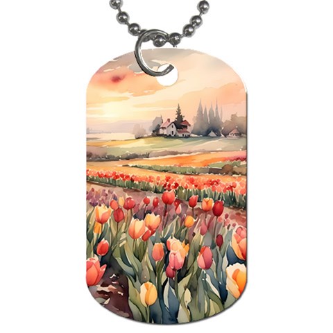 Tulips Field Tree Dog Tag (Two Sides) from ArtsNow.com Front