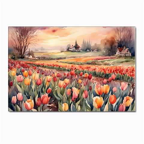 Tulips Field Tree Postcard 4 x 6  (Pkg of 10) from ArtsNow.com Front