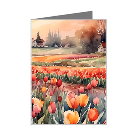 Tulips Field Tree Mini Greeting Card from ArtsNow.com Left