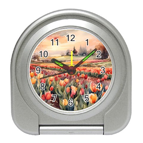 Tulips Field Tree Travel Alarm Clock from ArtsNow.com Front