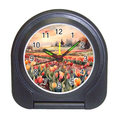 Tulips Field Tree Travel Alarm Clock from ArtsNow.com Front