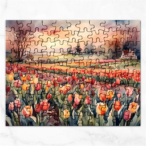 Tulips Field Tree Rectangular Jigsaw Puzzl from ArtsNow.com Front