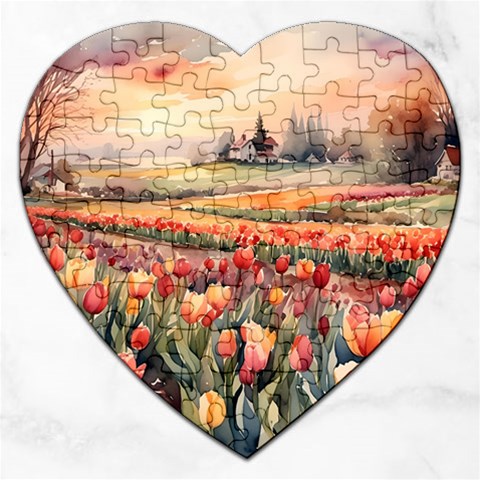Tulips Field Tree Jigsaw Puzzle (Heart) from ArtsNow.com Front