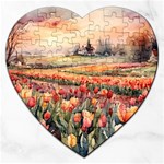 Tulips Field Tree Jigsaw Puzzle (Heart)
