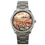 Tulips Field Tree Sport Metal Watch