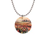 Tulips Field Tree 1  Button Necklace