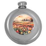 Tulips Field Tree Round Hip Flask (5 oz)
