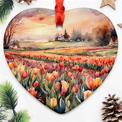 Tulips Field Tree Heart Ornament (Two Sides) from ArtsNow.com Front