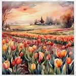 Tulips Field Tree Canvas 16  x 16 