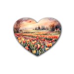 Tulips Field Tree Rubber Coaster (Heart)