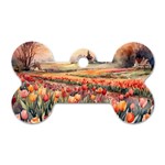 Tulips Field Tree Dog Tag Bone (Two Sides)