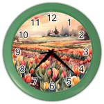 Tulips Field Tree Color Wall Clock