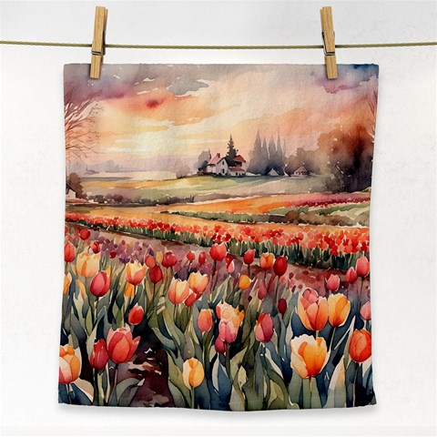 Tulips Field Tree Face Towel from ArtsNow.com Front