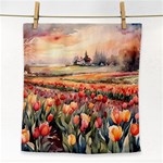 Tulips Field Tree Face Towel