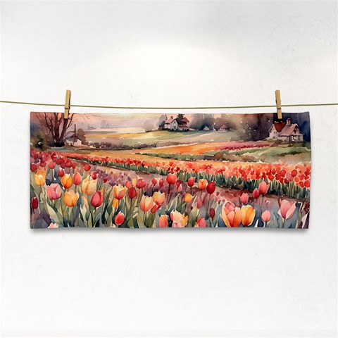 Tulips Field Tree Hand Towel from ArtsNow.com Front