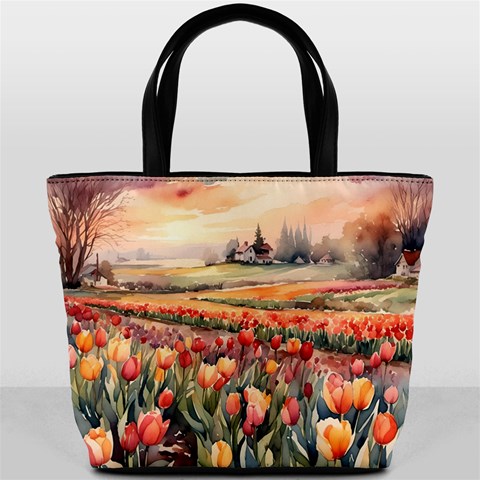 Tulips Field Tree Bucket Bag from ArtsNow.com Front