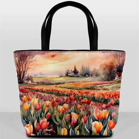Tulips Field Tree Bucket Bag from ArtsNow.com Back