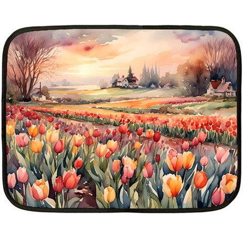 Tulips Field Tree 35 x27  Fleece Blanket (Mini) from ArtsNow.com 35 x27  Blanket