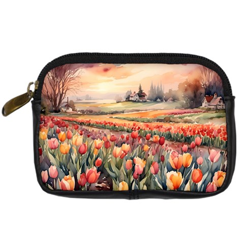 Tulips Field Tree Digital Camera Leather Case from ArtsNow.com Front