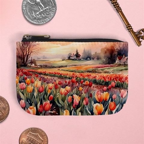 Tulips Field Tree Mini Coin Purse from ArtsNow.com Front