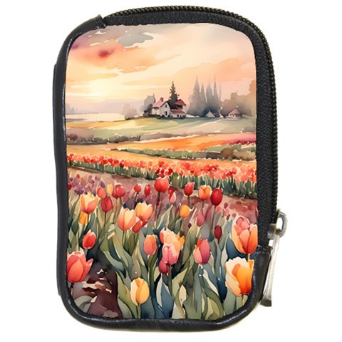 Tulips Field Tree Compact Camera Leather Case from ArtsNow.com Front