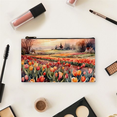 Tulips Field Tree Cosmetic Bag (Small) from ArtsNow.com Front