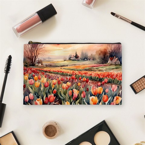Tulips Field Tree Cosmetic Bag (Medium) from ArtsNow.com Front